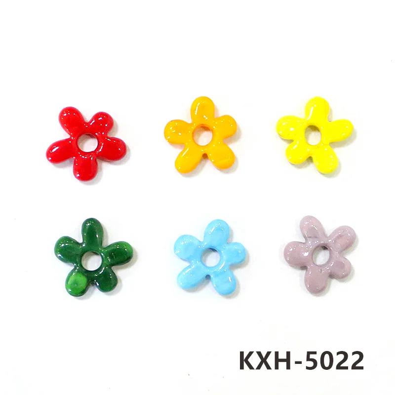 6pcs Colorful Lovely Irregular Shape Flower Charm Glass Pendant Wedding Party Decor Supplies DIY Girl Jewelry Making Accessories