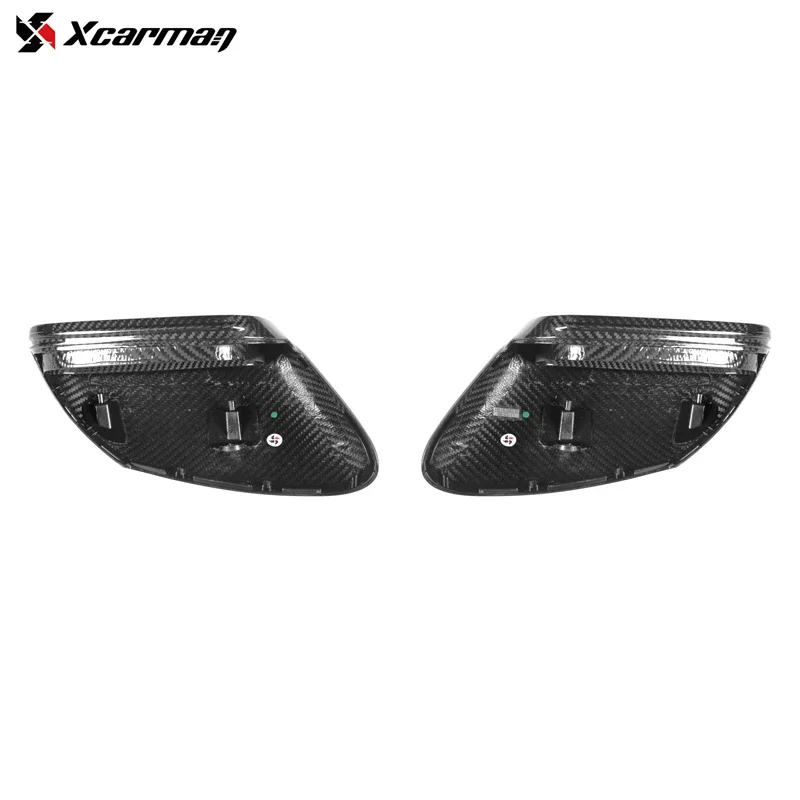 1 Pair Dry Carbon Fiber Side Wing Rearview Mirror Cover Caps Replacement Shells Glossy for Porsche 911 Taycan Series 992 9J1