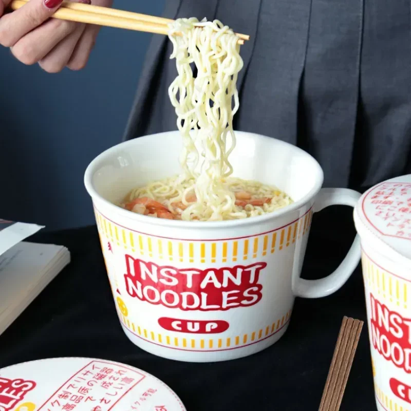 

Home Creative Ramen Bowl With Lid Large Student Dormitory Noodle Japanese Ceramic Cup Instant
