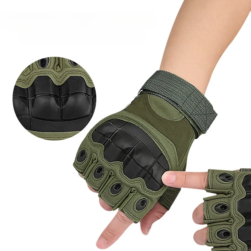 Gants de moto en plein air pour hommes, gants de cyclisme sans doigts, protection des articulations dures, gants demi-doigts, sports d'équitation, randonnée, chasse