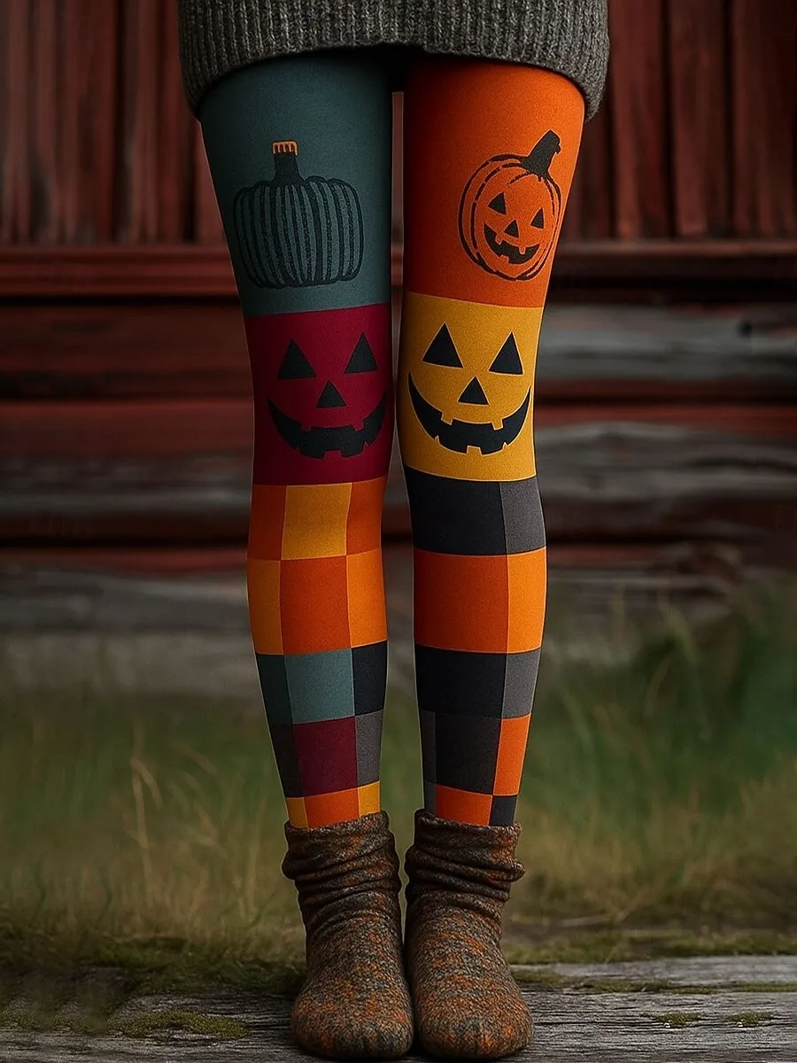 Halloween Graphic pumpkin Printed  Women's Leggings Vacation Vintage Fashion Ankle-Length High Waist Pants casual Women's wear
