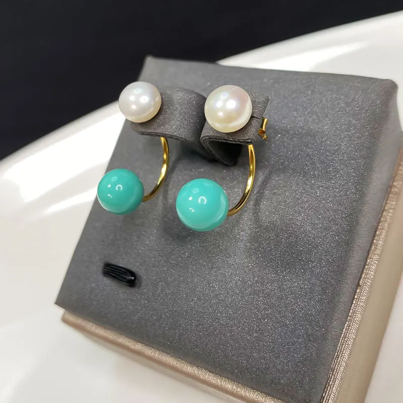 

Turquoise Earrings Fashion Urban Style Elegant Turquoise Round Bead Pearl Earrings