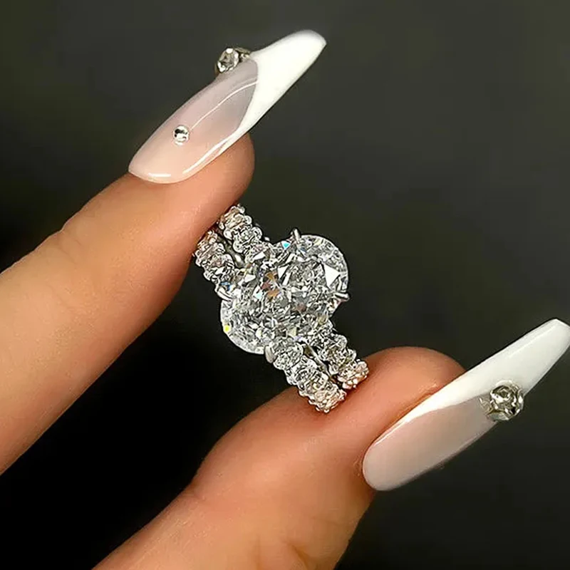 Huitan Full Oval Cubic Zirconia Promise Rings for Women Gorgeous Accessories Wedding Party New Fashion Female Jewelry Drop Ship
