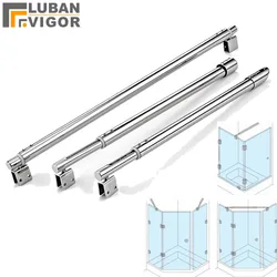 Stainless steel Shower Glass door fixed rod clamp Bathroom glass support bar Plane fixed Adjustable length easy to install