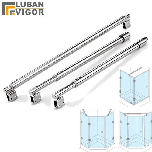 Abrazadera de varilla fija para puerta de vidrio de ducha de acero inoxidable, barra de soporte de vidrio para baño, plano fijo, longitud ajustable, fácil de instalar