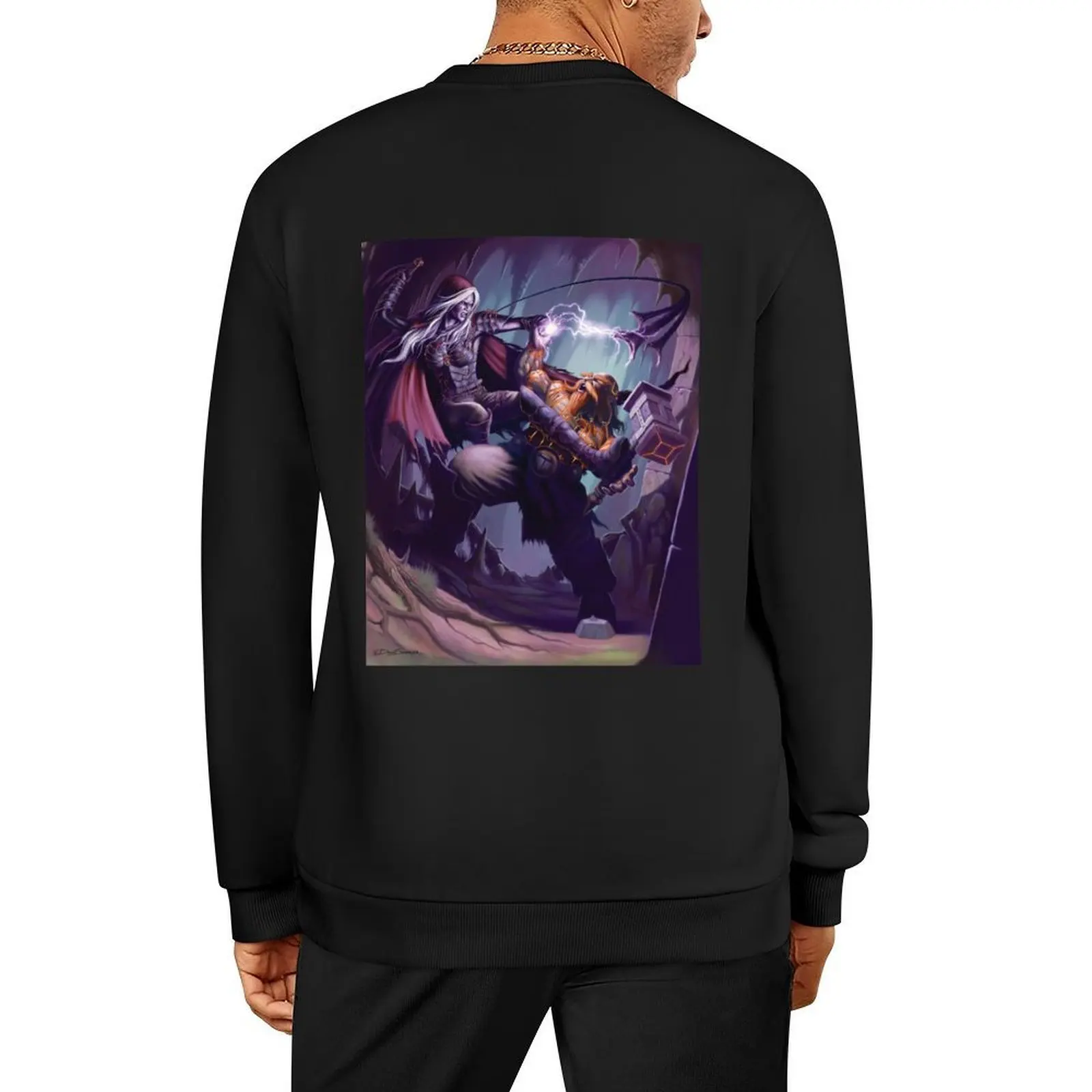 

Dark Elf Priestess vs Dwarf Rune-caster Pullover clothes for men mens clothing graphic t shirts men oversize sweatshirt