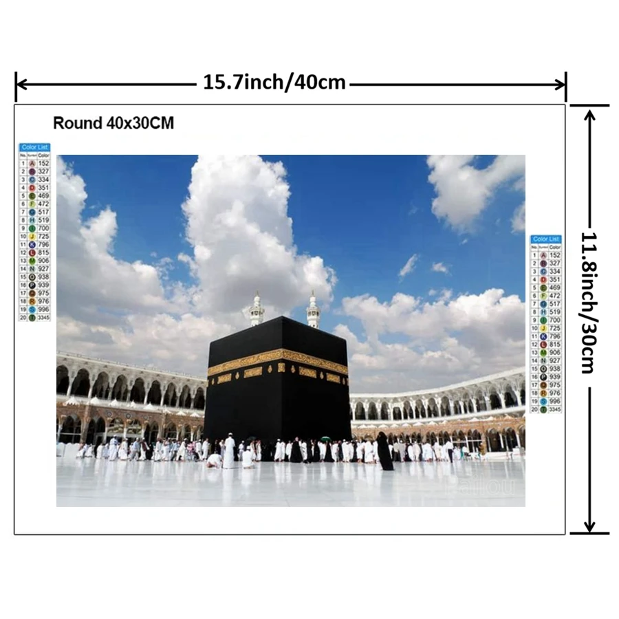 Islamic Mecca Arabia Diamond Painting Kits Kaaba Makkah Mosque Landscape In Masjid Al-Haram Mosaic Cross Stitch Home Decor Art