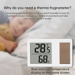 Medidor de temperatura y humedad de energía Solar, Mini medidor electrónico Digital de detección de temperatura portátil para dormitorio