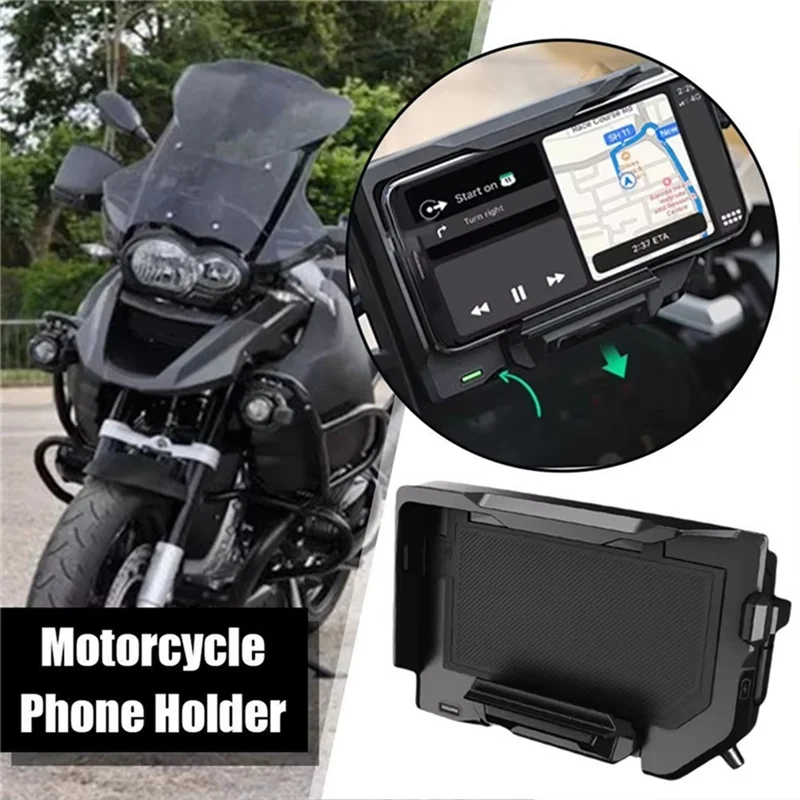 Wireless Charging Bracket For Motorcycle With USB-C Cable Mobile Phone Navigation Mount For BMW R1300GS R1200GS R1250GS ADV