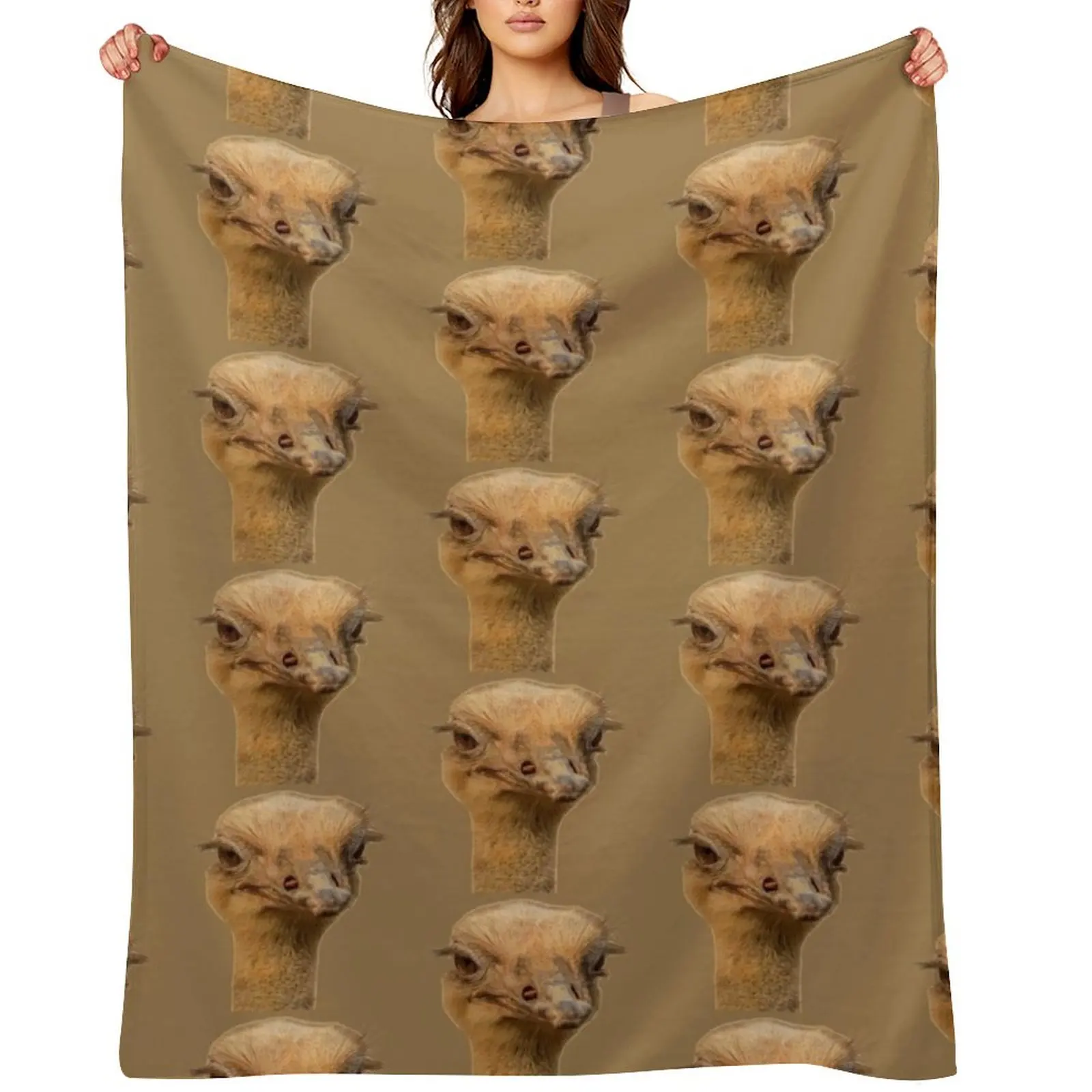 

Ostrich portrait Throw Blanket Softest Sofa Quilt Retros Bed linens Blankets
