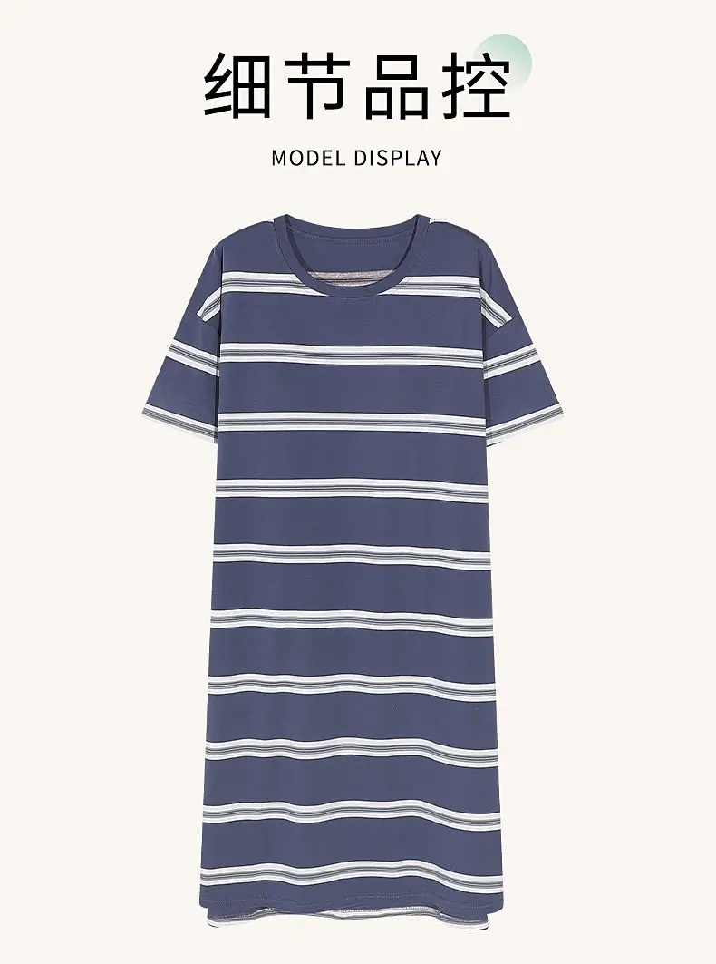 2026 Summer Short Sleeve 100% Cotton Print Nightgowns for Women Korean Loose Sleepwear Night Dress Nightdress Ladies Home Nighty