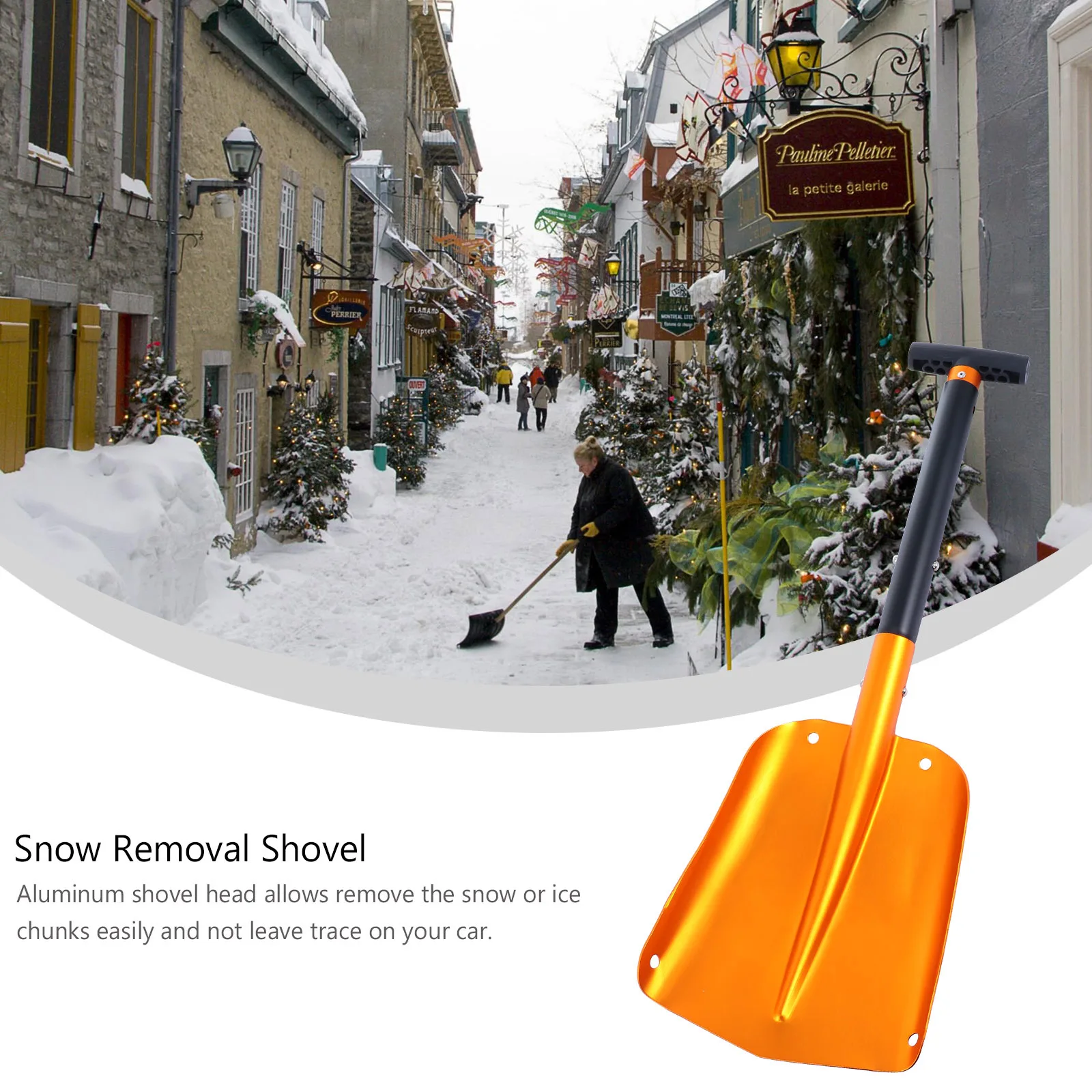 

1pc Folding Aluminum Car Shovel For Thick Snow Ice Removal Portable Lightweight Outdoor Shovel Frost Removal Tool Snow Scraper