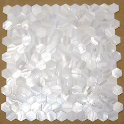 Hexagon Natural Mother of Pearl Shell Mosaic Tile Interior Wallpaper Kitchen Backsplash Bathroom Floor Decor Tiles sheet white