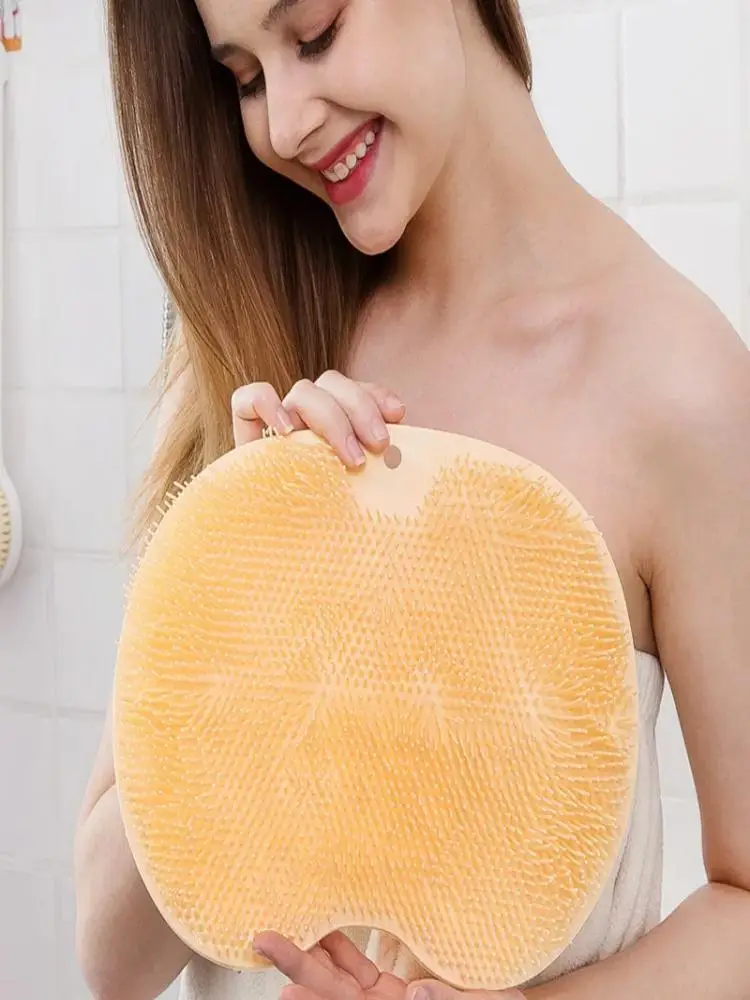 Silicone Massage Shower Mat Non-slip Foot Wash Mat Foot Exfoliation Bathroom Back Scrub Brush with Suction Cup Shower Brush