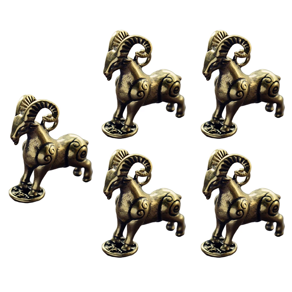 

5pcs Copper Sheep Ornaments Home Decor Goat Craft Holiday Accessory Miniature Model Brass Wardrobe Bedside
