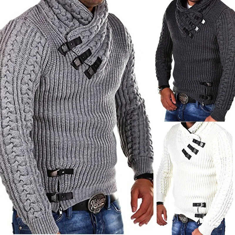 

Men's Long Sve Sweater Hoodie Independent Station New Sle Leather Button Casual Knitted irt for Youth Spring Season