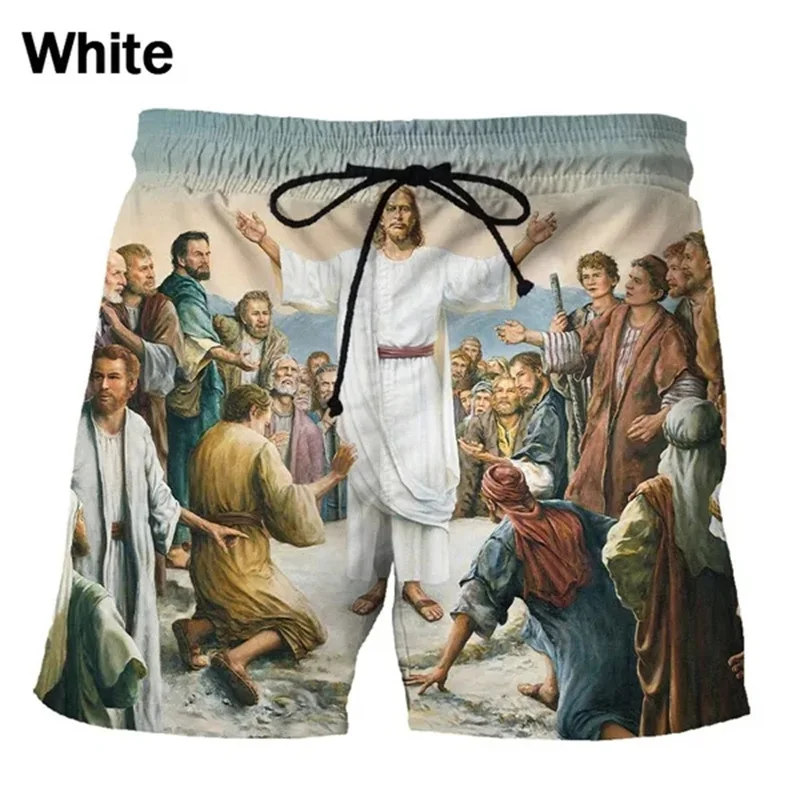 New Fashion Men Women 3d Jesus Print Shorts Christian Faith God Jesus Cross Beach Shorts Street Outdoor High Quality Short Pants