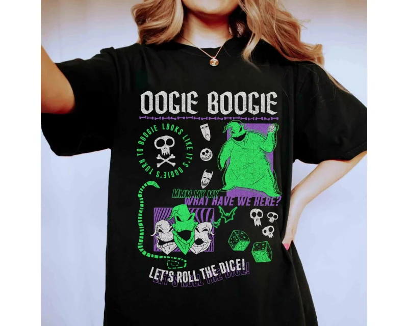 

Disney The Nightmare Before Christmas Oogie Boogie T-Shirt Disneyland Casual and Loose Women Men T-shirt Hot-selling Clothing