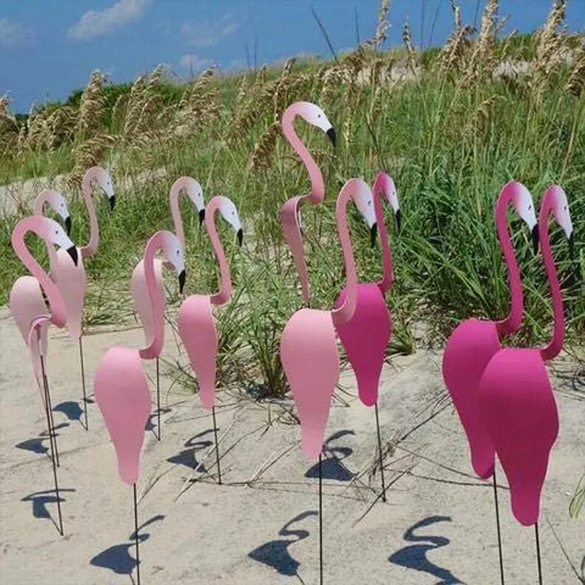 2Pcs Flamingo Wind Spinner Garden Metal Art Wind Spinner Garden Flamingo Wind Swirl Bird Metal Lawn Garden Art Decoration