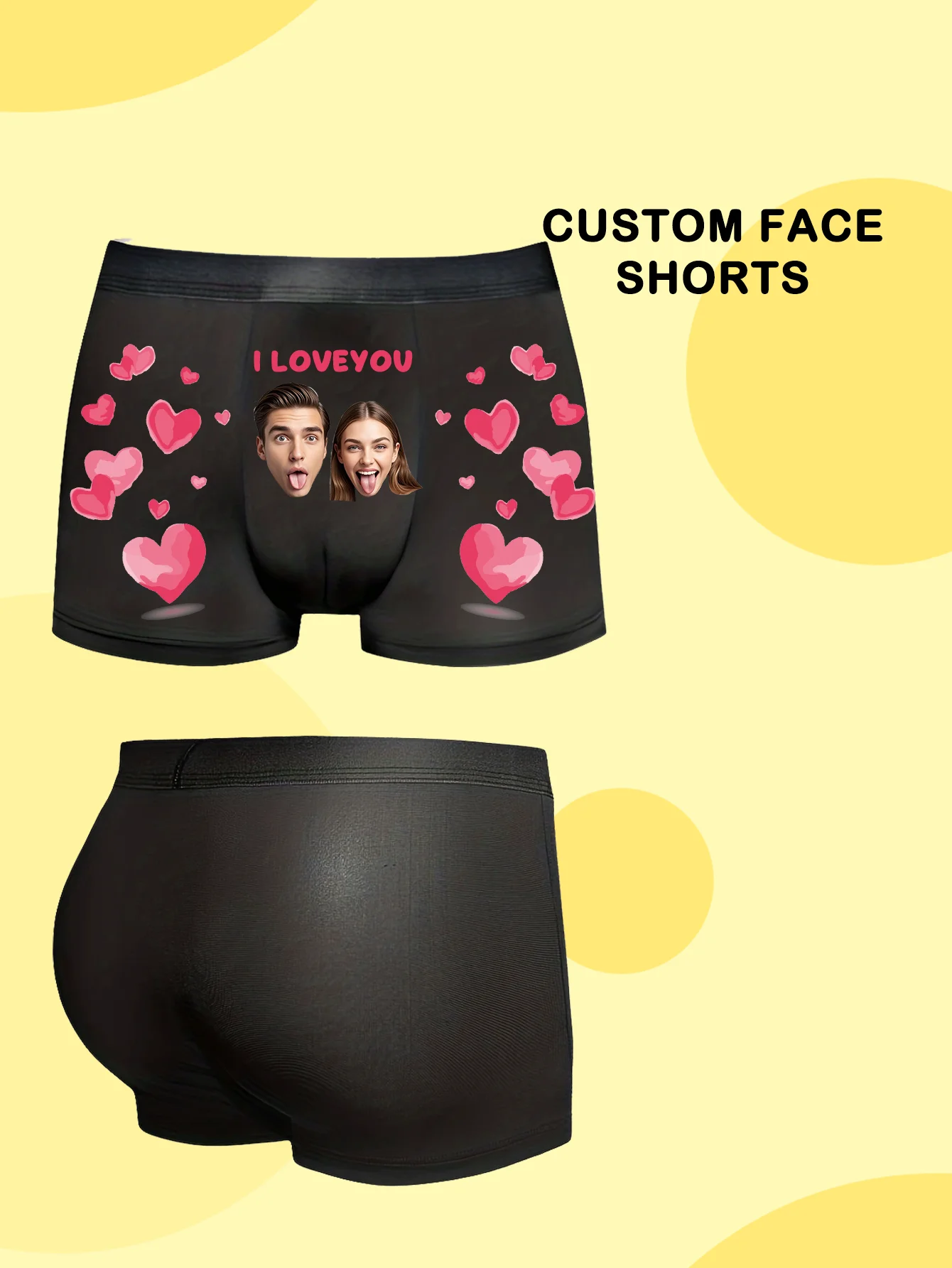 Customizable 1-Pack Sexy Men's Boxer Shorts with Portrait Design for Valentine's Day And Anniversaries Comfortable Elastic Fit f