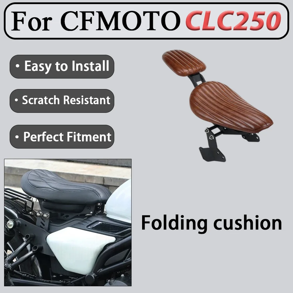For CFMOTO CLC250 Retro Cruise Modification Foldable Double Seat Cushion Assembly with Integrated Tail Light Extended Mudguard