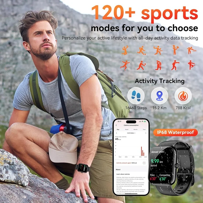 

Smart Watch,Digital Bluetooth Calling,IP68 Waterproof Fitness Tracker, 120+ Sports Modes,24/7 Heart Rate/Sleep Monitor-A09I