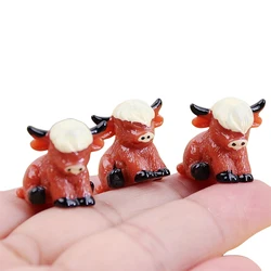 5/10Pcs Mini Resin Highland Cow Miniatures, Cute Animals Figurines for Micro Landscape Home Desk Ornament,  DIY Crafts Supplies