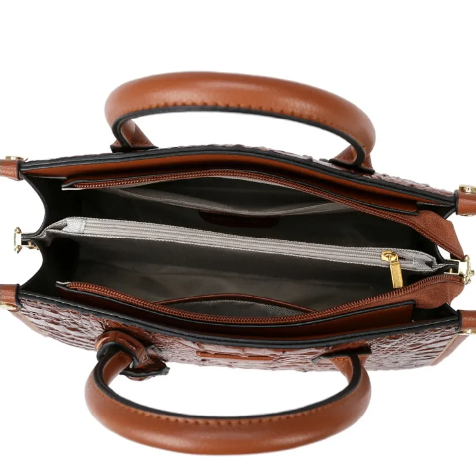 Women's Crossbody Bag Large Top-Handle Bag Vintage Crocodile Designer Shoulder Bag Quality Leather Messenger Commuter Sac A Main