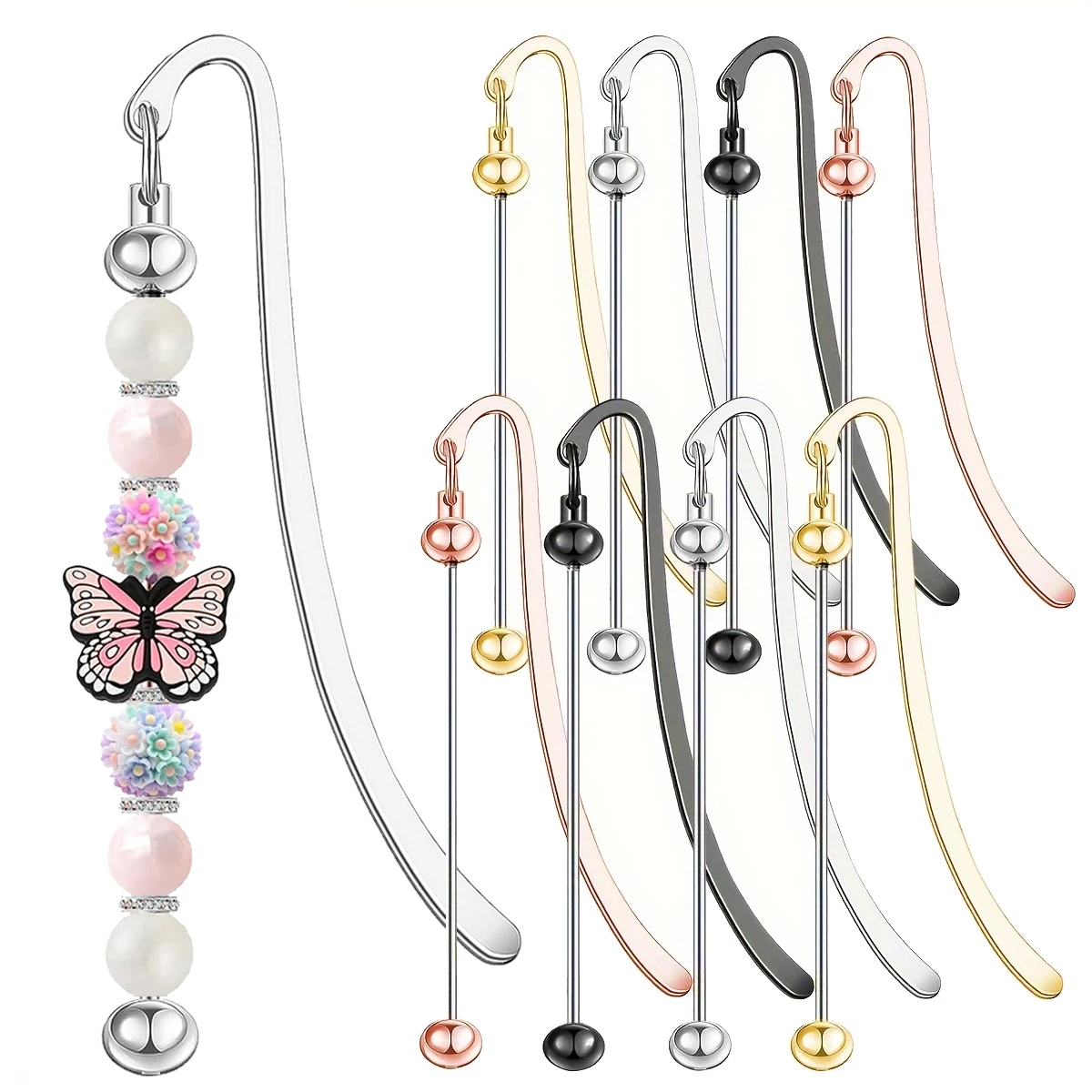 Marque-pages perlés en métal, 5/10 pièces, bandes de pendentifs perlés, chaînes de pendentifs perlés pour livres, pour étudiants et enseignants