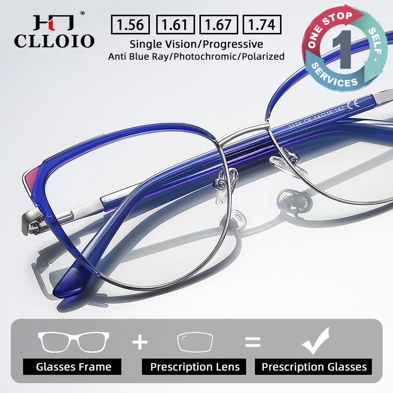 

CLLOIO New Fashion Anti-Blue Light Eyeglasses Popular Flat Glasses Cat-Eye Frames Customizable Reading Glasses Women Eyeglasses
