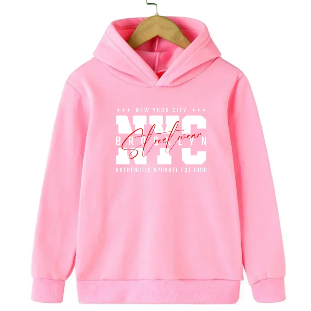 نيويورك الفتيان والفتيات هوديس الخريف/الشتاء هوديس طويلة الأكمام الكلاسيكية عادية الحد الأدنى جاكيتات الأطفال رسالة هوديس #4