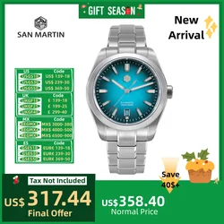 San Martin 39 mm Original GADA Emaille Farbverlauf JianZhan Zifferblatt Herrenuhr Kleid 9015 Selbstaufzug Handgelenkuhr 10 Bar BGW-X1 SN0144GX