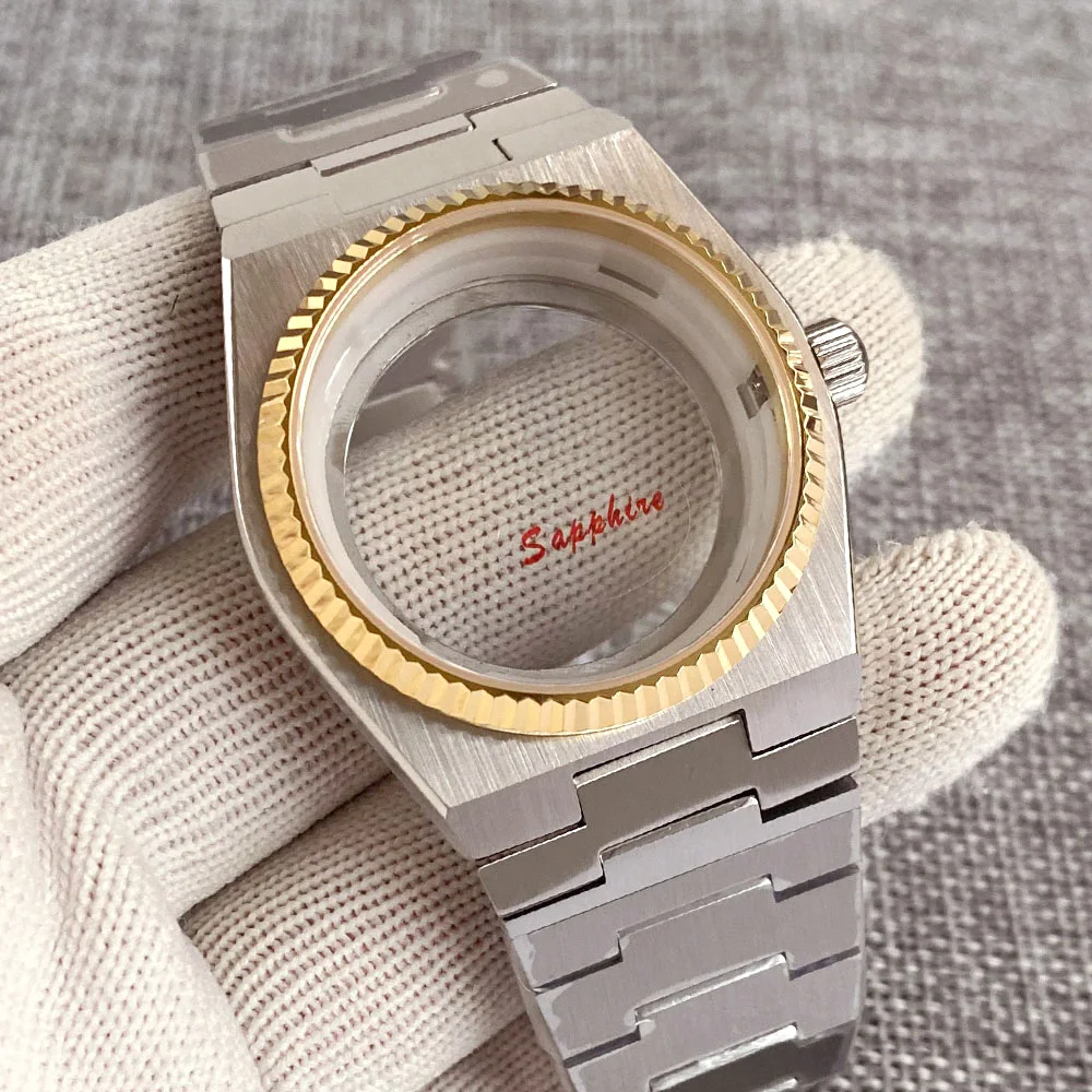 40mm Two Tone Stainless Steel Watch Case For Prx Super Player Modified Case Fit NH35A Movement Sapphire Glass Polished Bezel