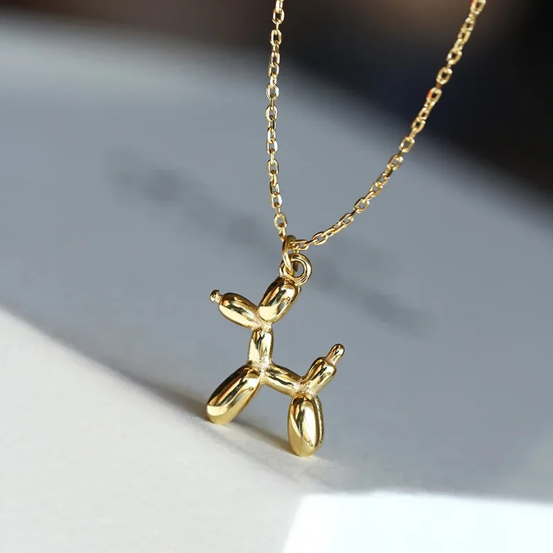 Silver Color Cute Animal Balloon Dog Necklaces Creative Pendant Clavicle Chain Necklace Ladies Girl Jewelry Dropshipping