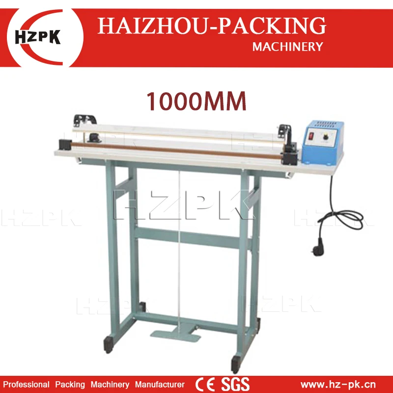 HZPK 1000mm Foot Pedal Heat Sealer Commercial Grade Plastic Bag Sealing Machine for PVC Shrink Film SF-1000