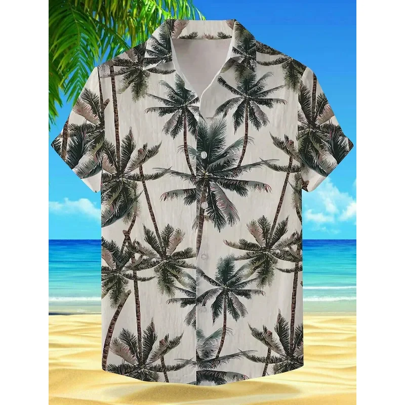 Tropical Palm Tree Vacation Hawaiian Men'S Shirt Outdoor Hawaiian Holiday Summer Turndown Short Sleeve Tee Tops Aloha Shirt