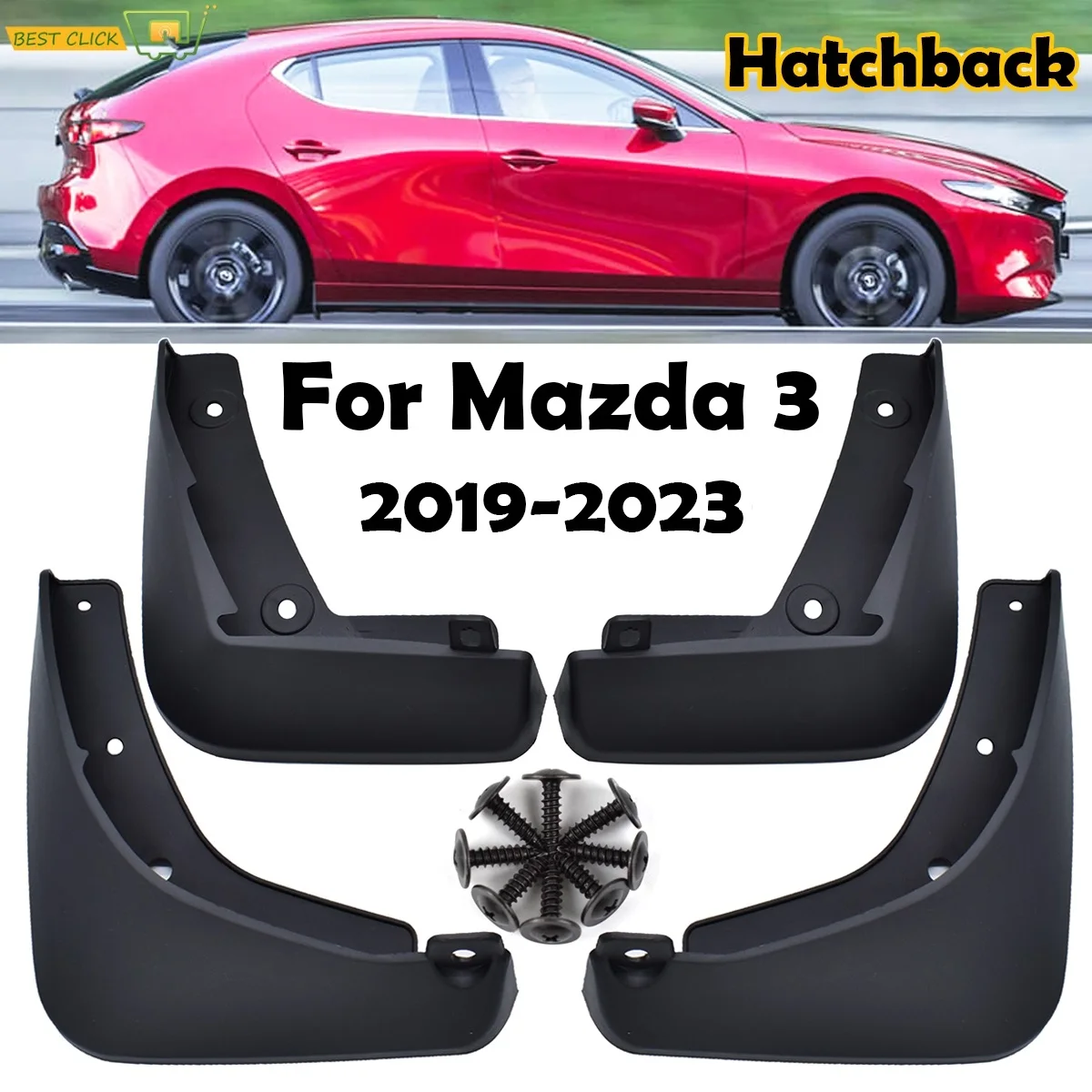 4pcs Rally Mudflaps For Mazda 3 Mazda3 BP 2019 - 2023 Hatch Hatchback Mud Flaps Splash Guards Mudguards Front Rear Fender flares