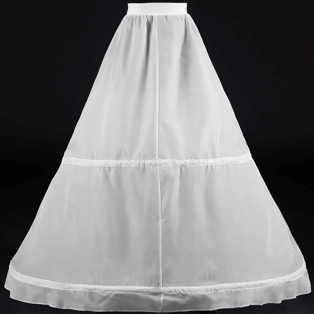 Women's 2 Hoops Bridal Crinoline White Petticoat Half Slip Underskirt Wedding Dress Bride Pannier Petticoat