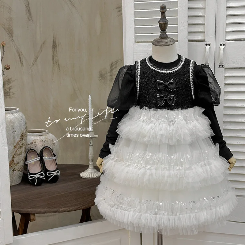 

Girls' Dress2025Autumn New Super Fairy Cake Skirt Fashionable Puffy Skirt Little Girl Birthday Mesh Skirt