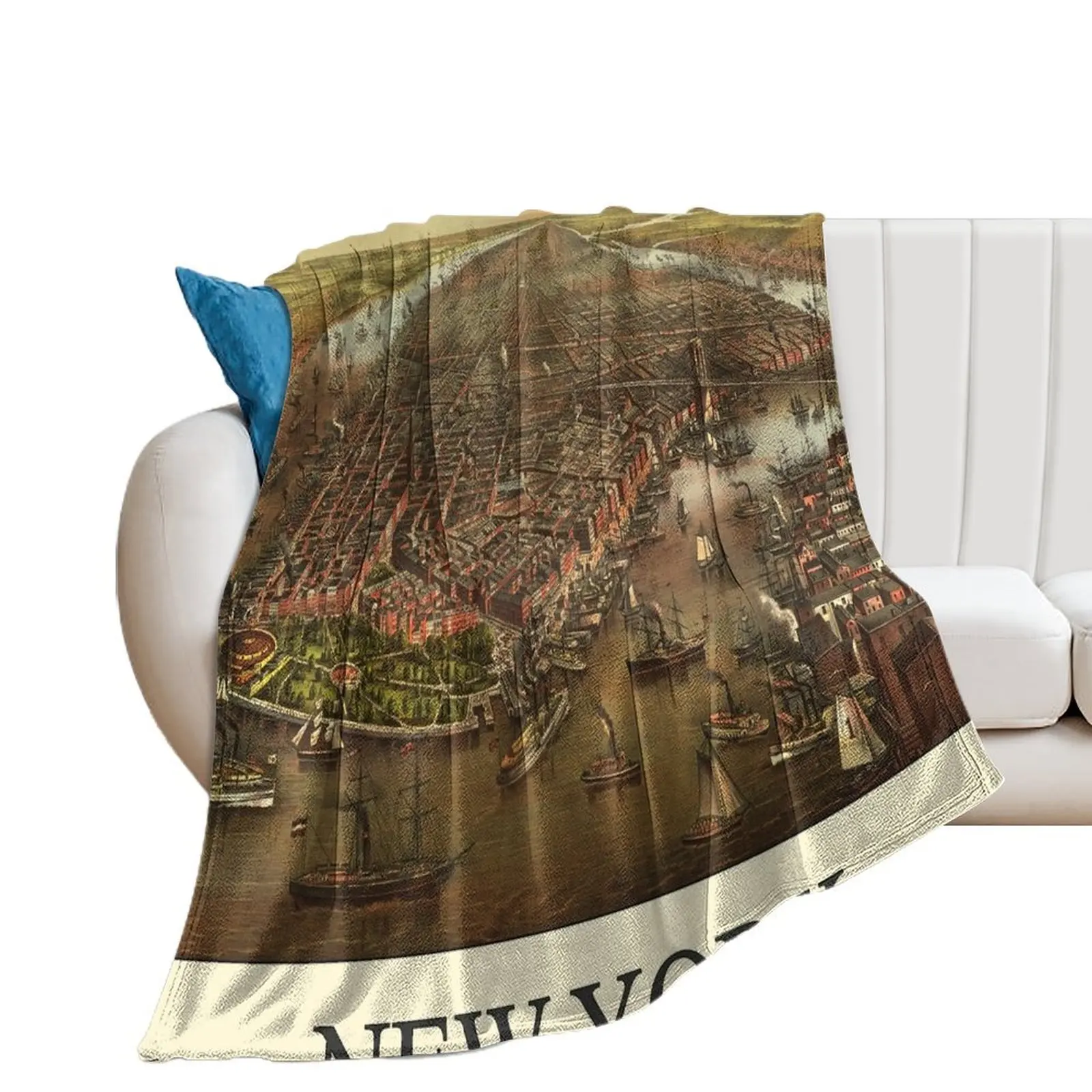 Vintage Historic New York Map 1873 Throw Blanket Luxury St Kid'S Blankets