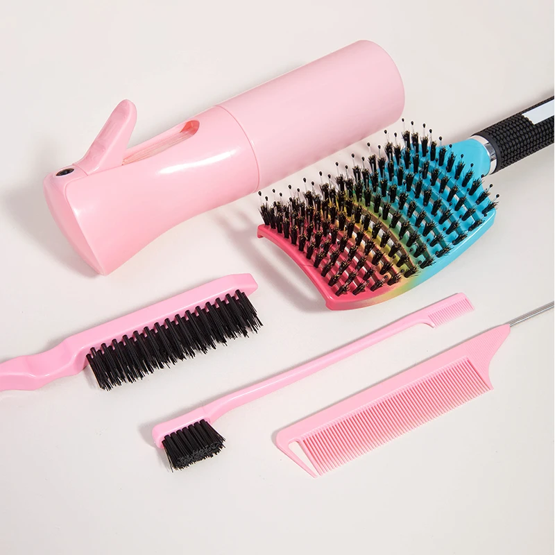 5pcs magic hair brush set Detangling curls brush Rat Tail Comb Edge Hair Brush Salon Professional hair styling tools view 4
