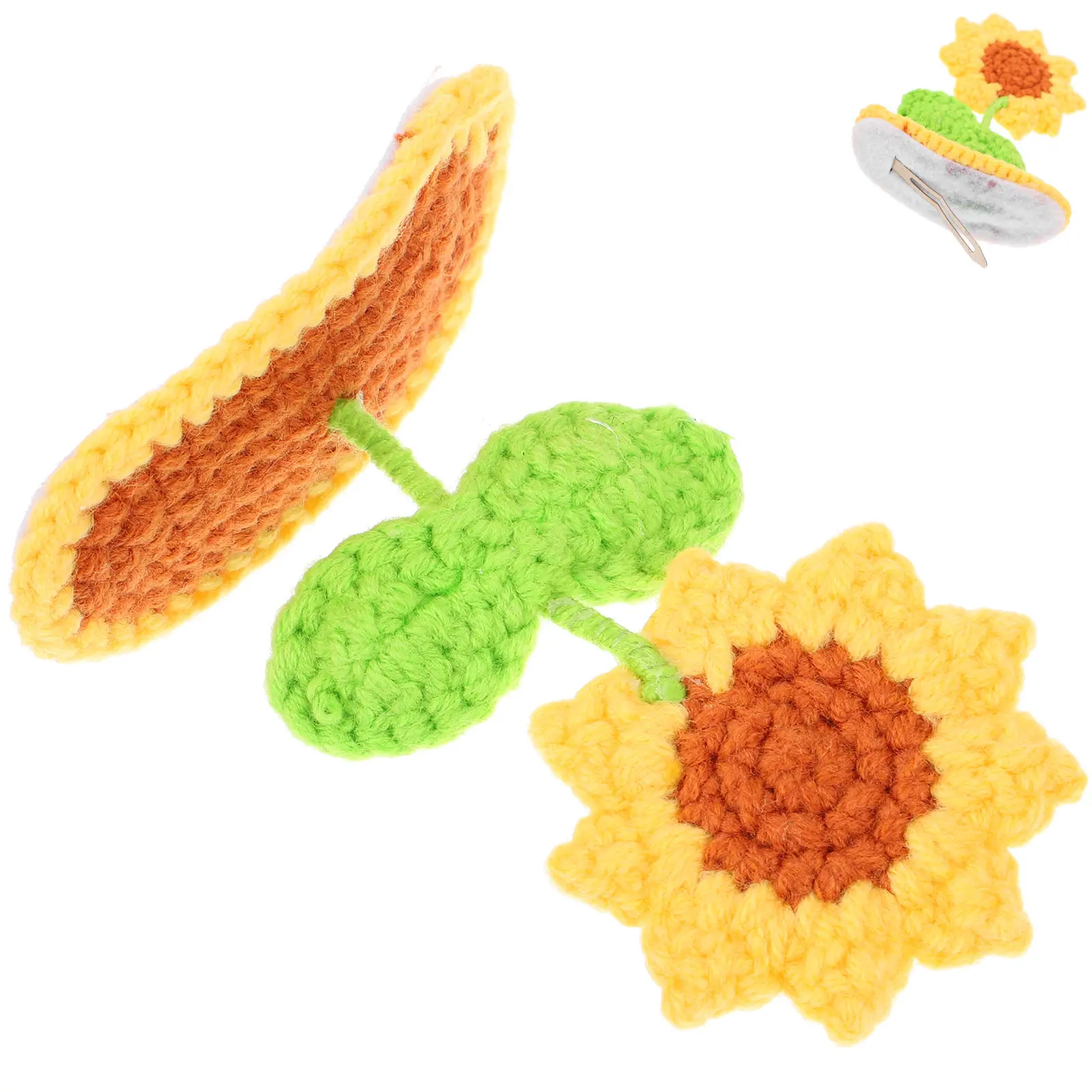 

Knitted Sunflower Hair Clip Wool Iron Crochet Decorative Hairpin Floral Hair Accessories for Girls Everyday Styling
