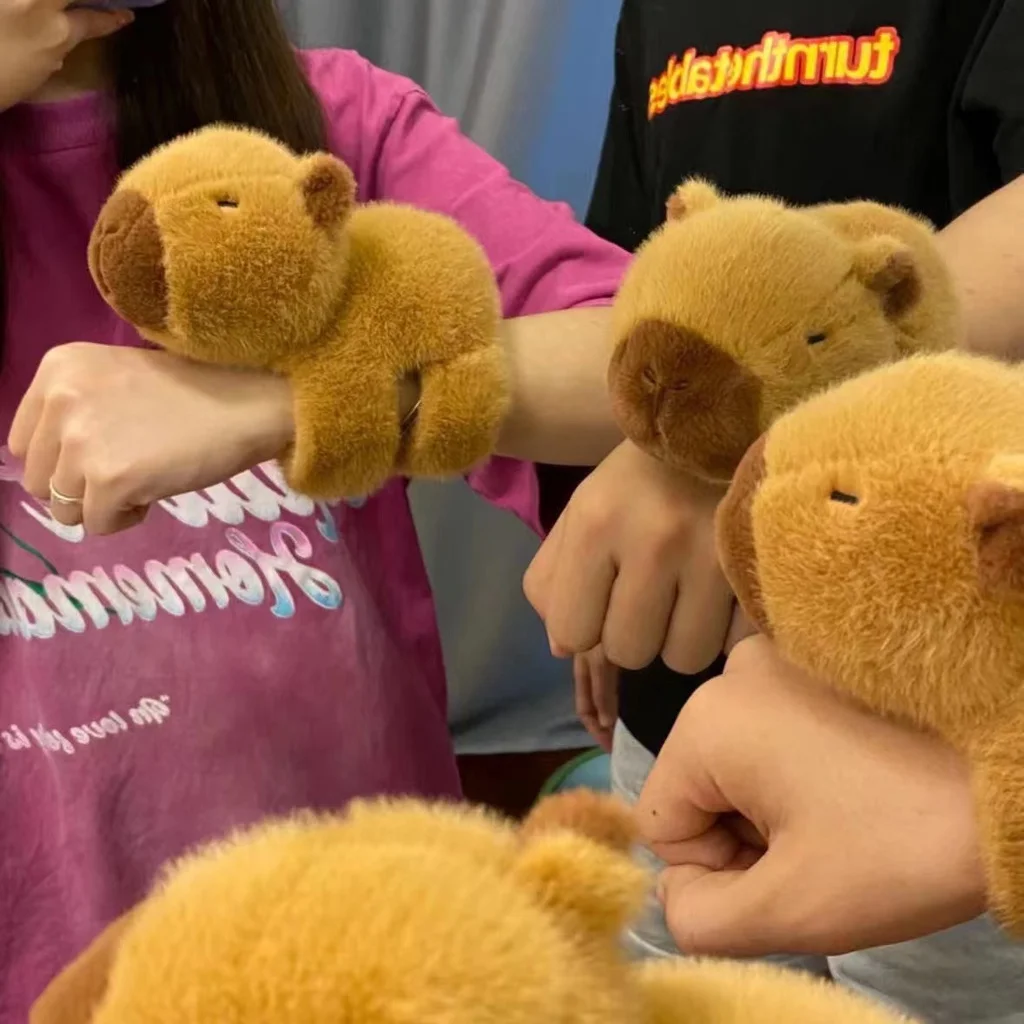 Rytanda capybara Clap Clap Clap สายรัดข้อมือของเล่นแบบสแน็ปสแนป Wrap กำไลข้อมือ capybara ถุงมือตุ๊กตาวงแหวนมือสนุกป๊อปของขวัญคริสต์มาสสำหรับเด็ก