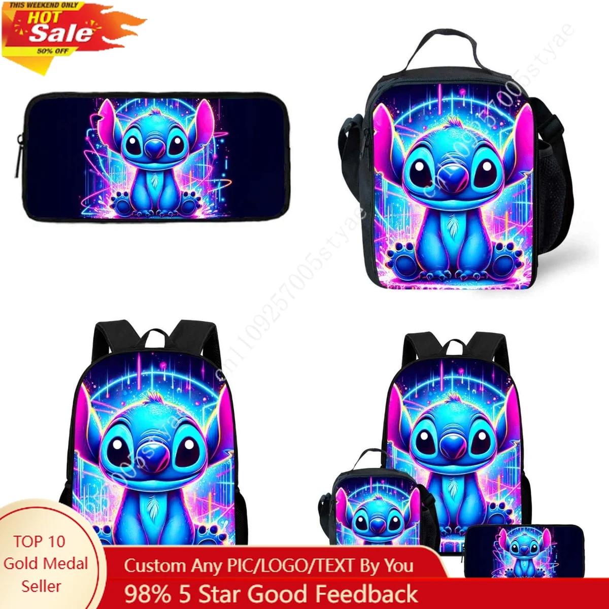 

Набор из 3 предметов: школьный рюкзак с сумками для обеда и пеналами для детей от 5 до 10 лет, школьные сумки с героями мультфильмов Disney Stitch для мальчиков и девочек, лучший подарок