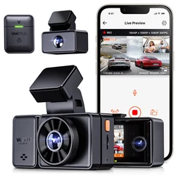 Vantrue E3 3 canali 2.7K WiFi Dash Cam per auto, GPS Dash Camera con visione notturna STARVIS IR, controllo vocale, modalità di parcheggio 24 ore