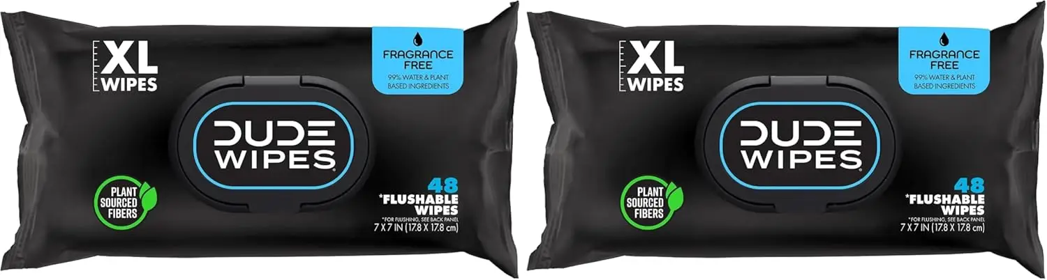 

Flushable Unscented Extra-Large Wipes, 48 Count 2 Pack with Vitamin-E & Aloe