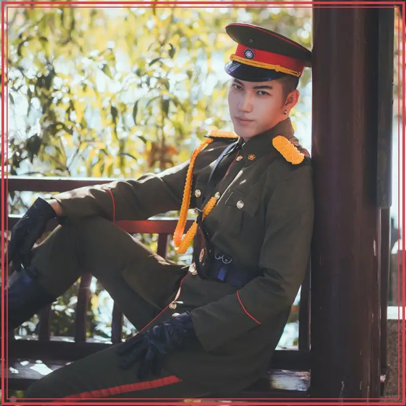 Green Chinese Warlord Costume For Men Ancient military Photography Clothing Commander In Chief Carnival Halloween Cosplay