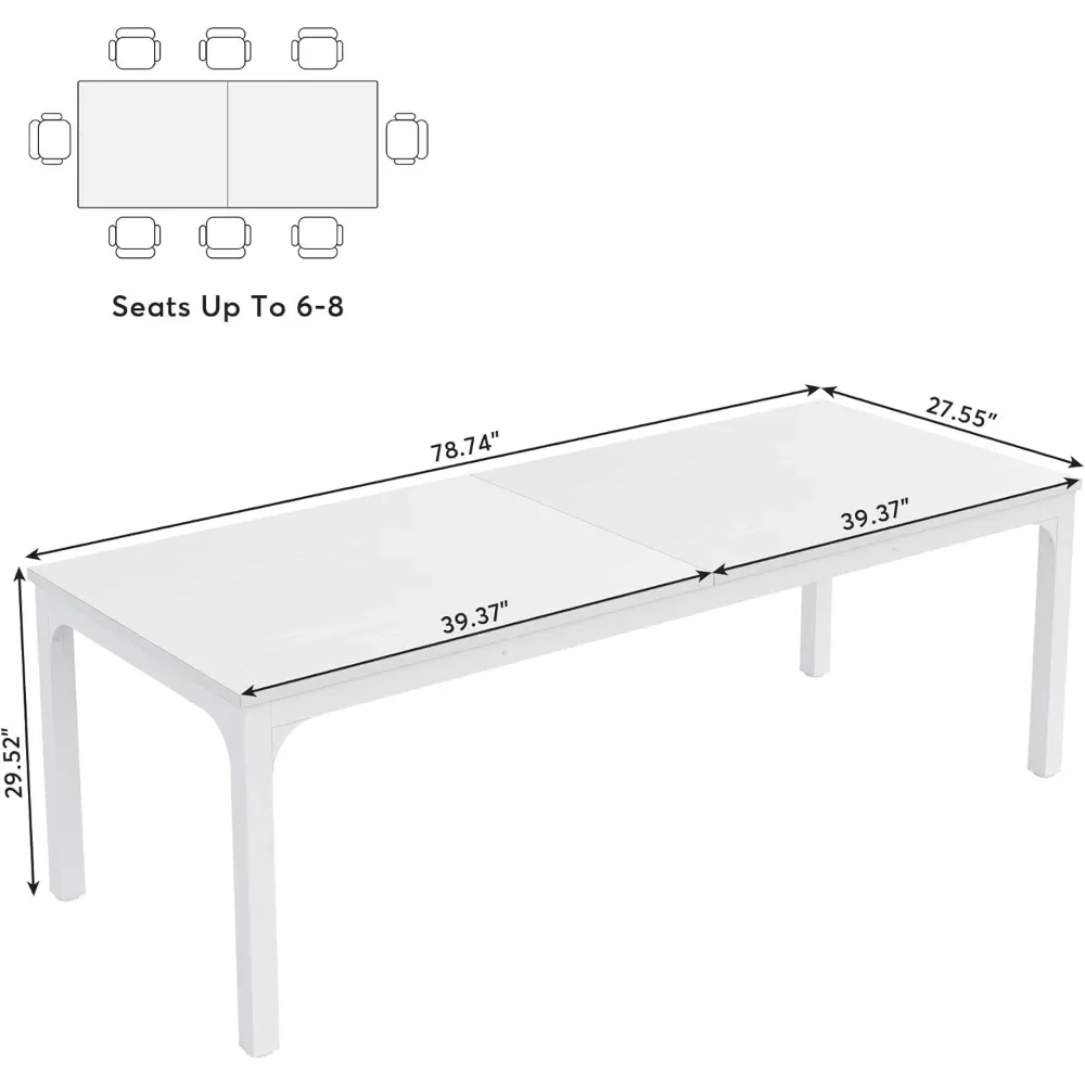 78.74 "W x 27.56" D 컨퍼런스 테이블, 모던 세미나 미팅 테이블, 6.5 FT 대형 사무실 컨퍼런스 테이블