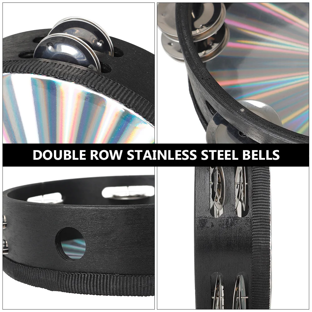 

Radiant Hand Tambourine Double Row Polished Wooden Body Stainless Steel Bells Percussion Instrument Hand Tambourine Drum