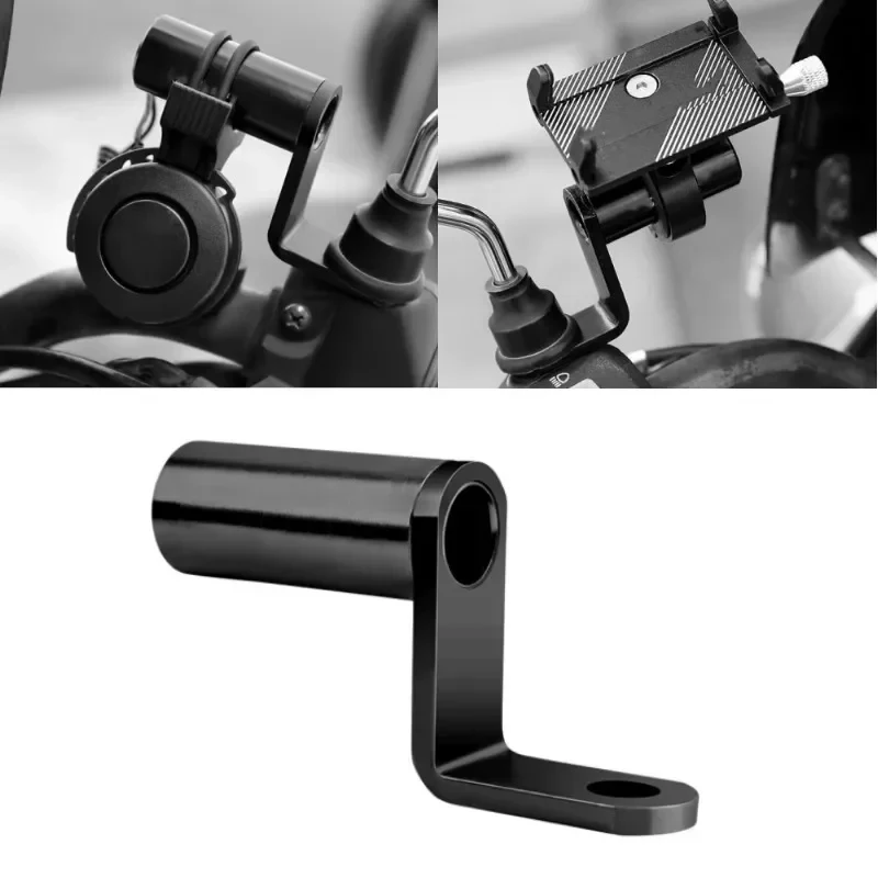 

Aluminum Alloy Motorcycle & Bicycle Phone Holder – Handlebar Mount with Rearview Mirror Extender Bracket